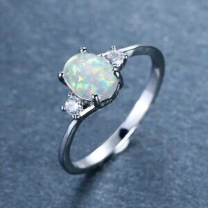 Silver Opal‎ Ring